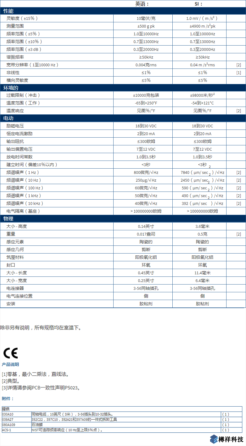 美***進(jìn)口PCB三軸加速度振動傳感器型號：352C22產(chǎn)品詳細(xì)參數(shù)